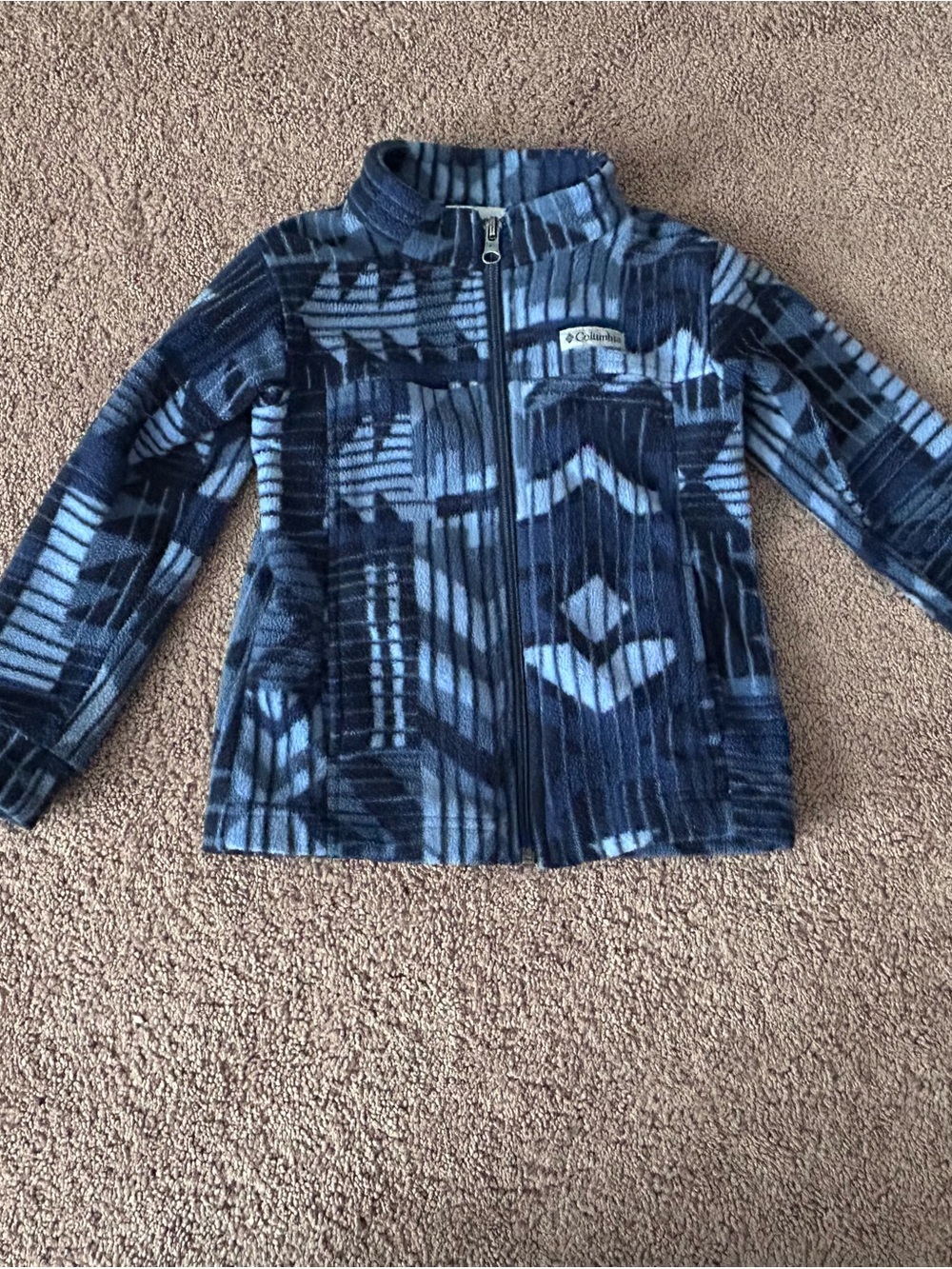 Columbia Kids Navy and Light Blue Patterned Fleece Jacket